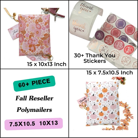 Other - 60+ Piece Fall/Halloween Polymailer Bundle for Resellers - 30 Mailers & Stickers